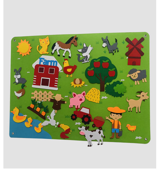 Tapis éducatif en feutre 100x70 – Jouet Montessori ferme/insecte pour éveil créatif des enfants