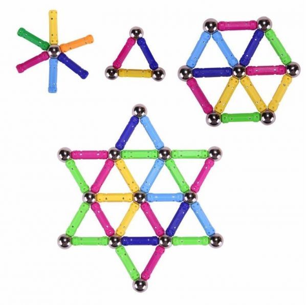 Jeu de Construction Magnétique – Bâtons & Boules en Métal | Jouet Éducatif et Créatif pour Enfants
