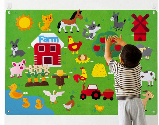 Tapis éducatif en feutre 100x70 – Jouet Montessori ferme/insecte pour éveil créatif des enfants
