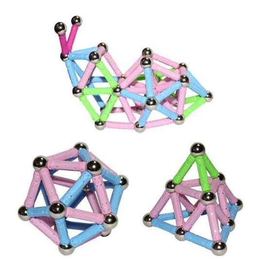 Jeu de Construction Magnétique – Bâtons & Boules en Métal | Jouet Éducatif et Créatif pour Enfants