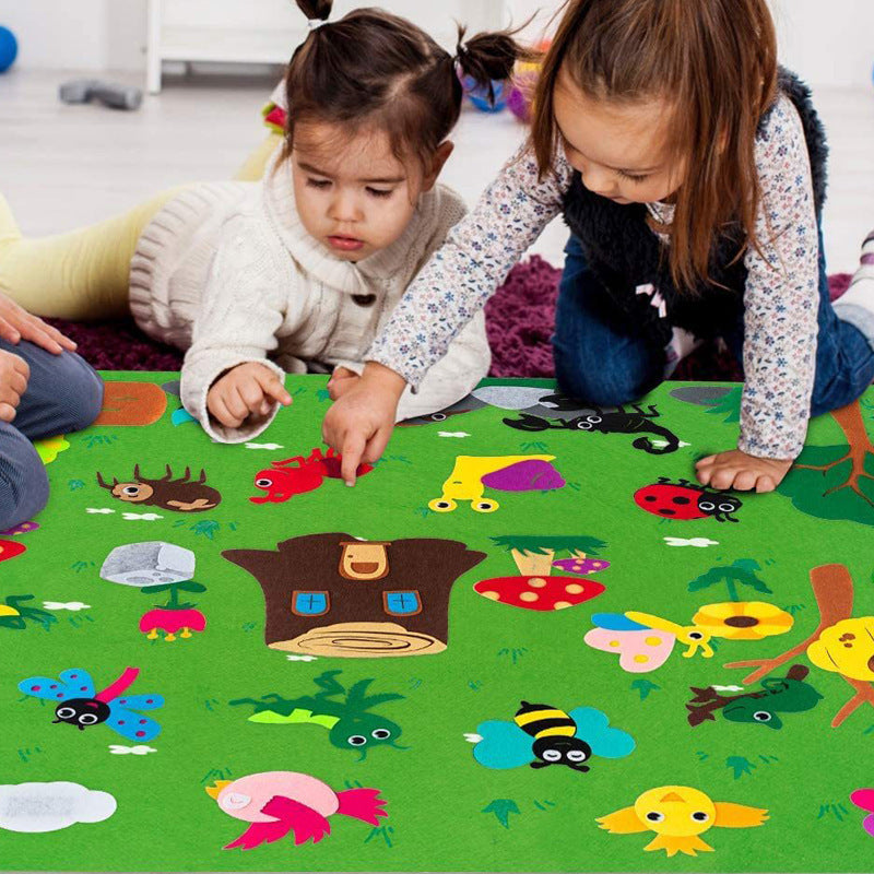 Tapis éducatif en feutre 100x70 – Jouet Montessori ferme/insecte pour éveil créatif des enfants