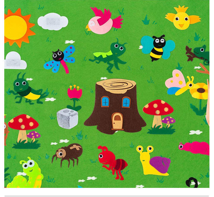 Tapis éducatif en feutre 100x70 – Jouet Montessori ferme/insecte pour éveil créatif des enfants