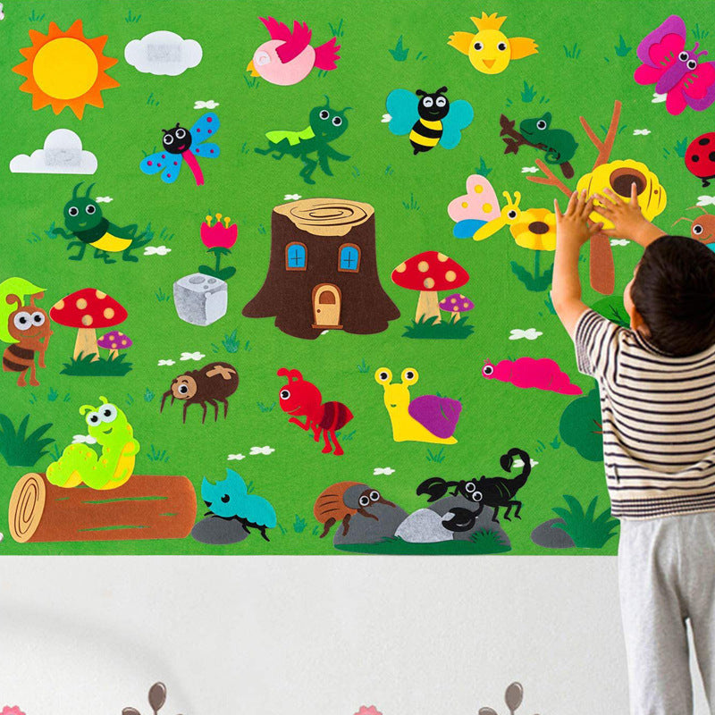 Tapis éducatif en feutre 100x70 – Jouet Montessori ferme/insecte pour éveil créatif des enfants