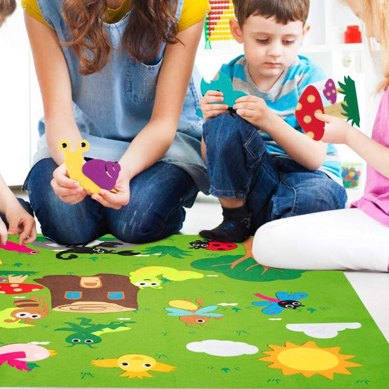 Tapis éducatif en feutre 100x70 – Jouet Montessori ferme/insecte pour éveil créatif des enfants