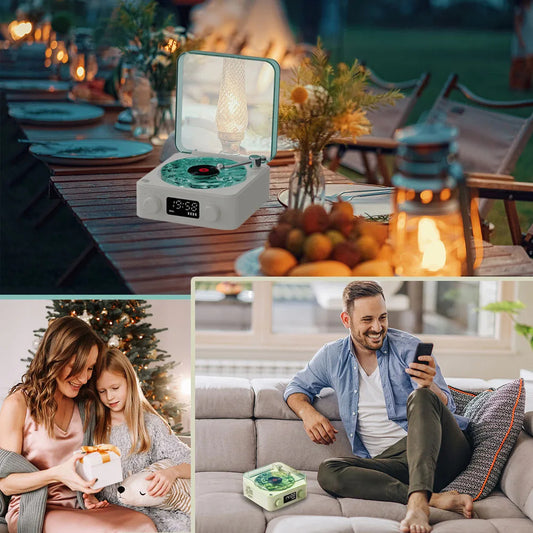 Platine vinyle rétro sans fil Bluetooth 5.0, son stéréo avec effet de projection RVB et bruit blanc